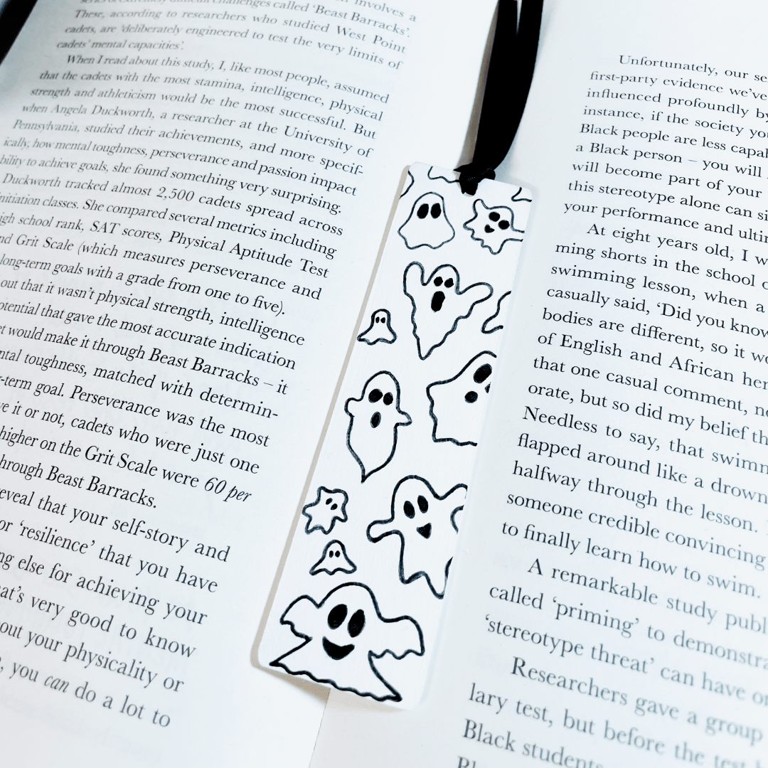 White & Black Ghost Bookmark - KLC Creation