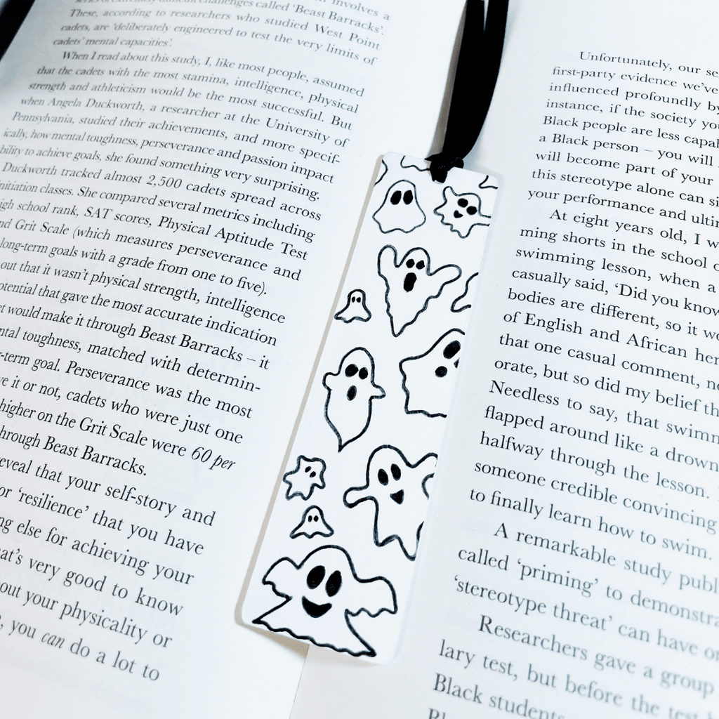 White & Black Ghost Bookmark - KLC Creation