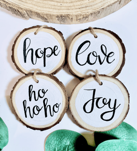 White & Black Log Slice Decoration Set - KLC Creation