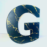 Load image into Gallery viewer, Black &amp; Gold Marble Effect Letter - KLC Creation
