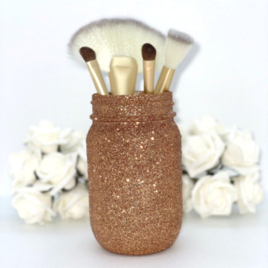 Copper Glitter Mason Jar Centrepiece - KLC Creation