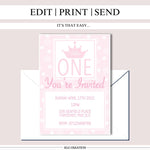 Load image into Gallery viewer, First Birthday Digital Invitation Template Pink Polka Dot - KLC Creation
