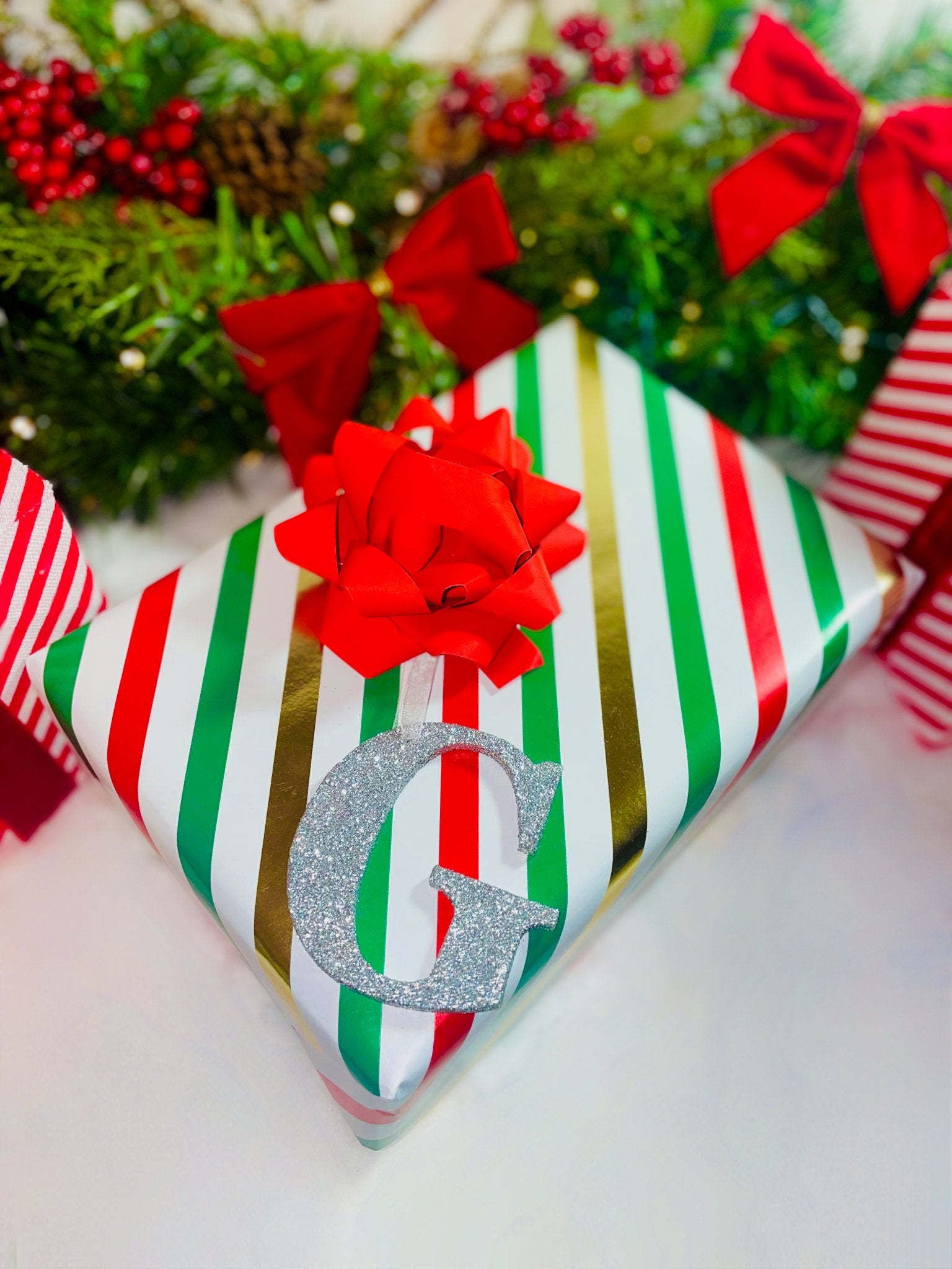 Gold Initial Letter Christmas Tree Decoration - KLC Creation
