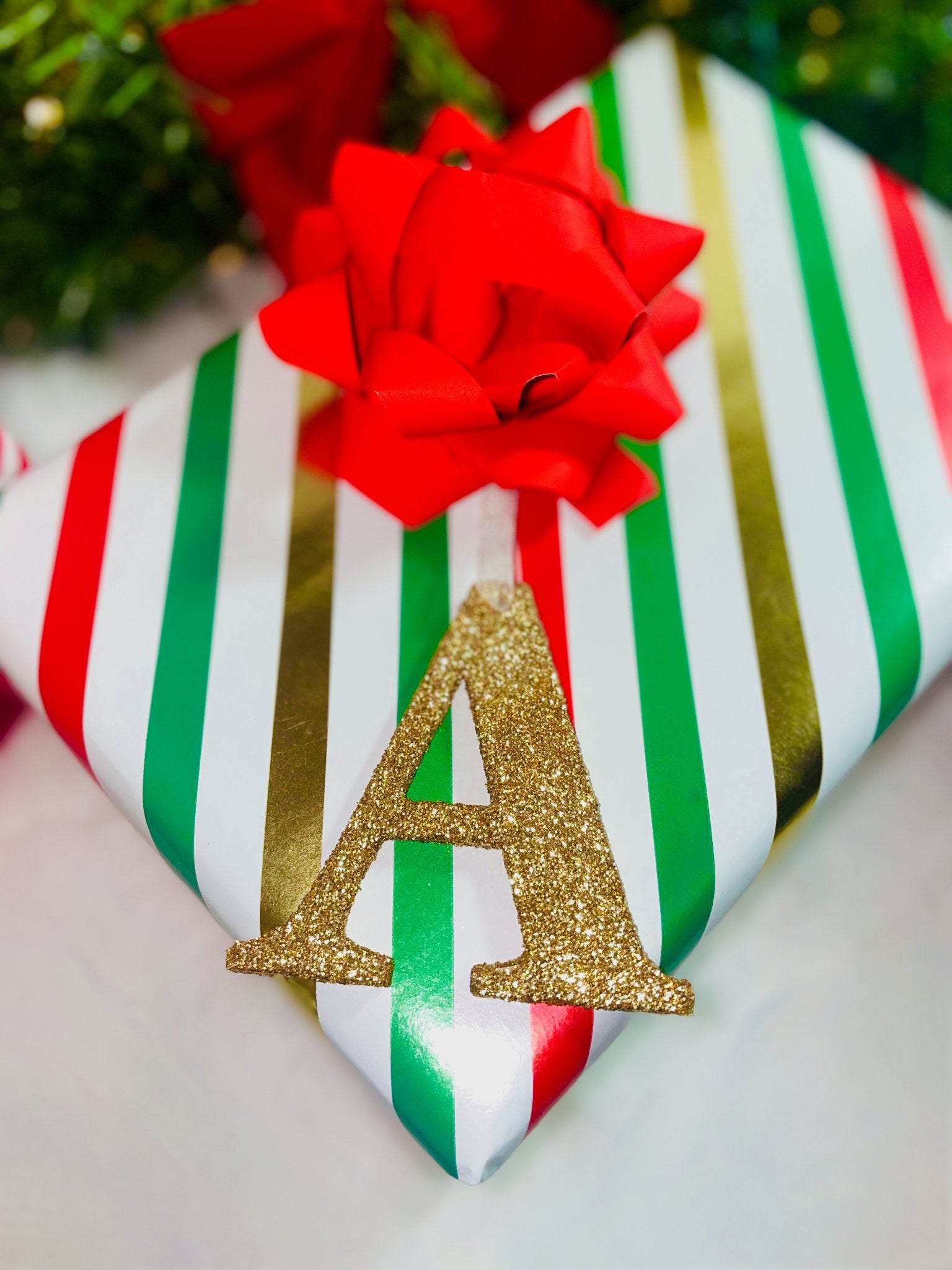 Gold Initial Letter Christmas Tree Decoration - KLC Creation