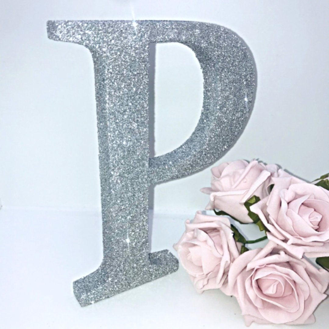 Large Silver Glitter Letter - KLC Creation