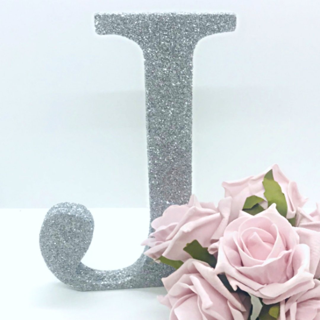 Large Silver Glitter Letter - KLC Creation