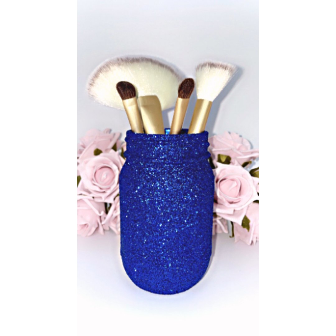 Navy Glitter Mason Jar - KLC Creation