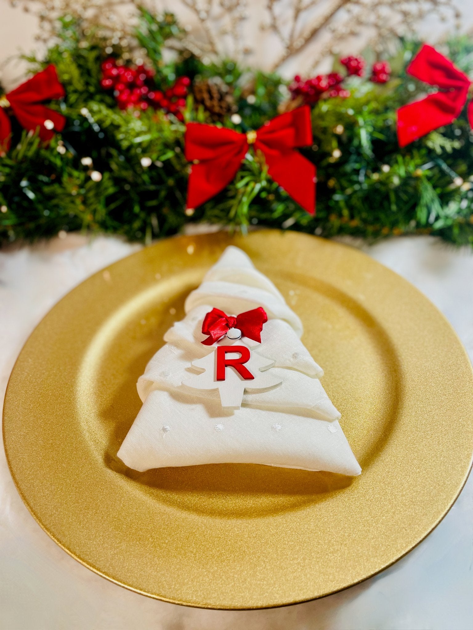 Red & White Christmas Initial Tree Decoration - KLC Creation