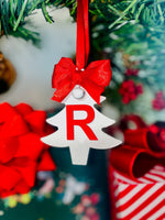 Load image into Gallery viewer, Red &amp; White Christmas Initial Tree Decoration - KLC Creation
