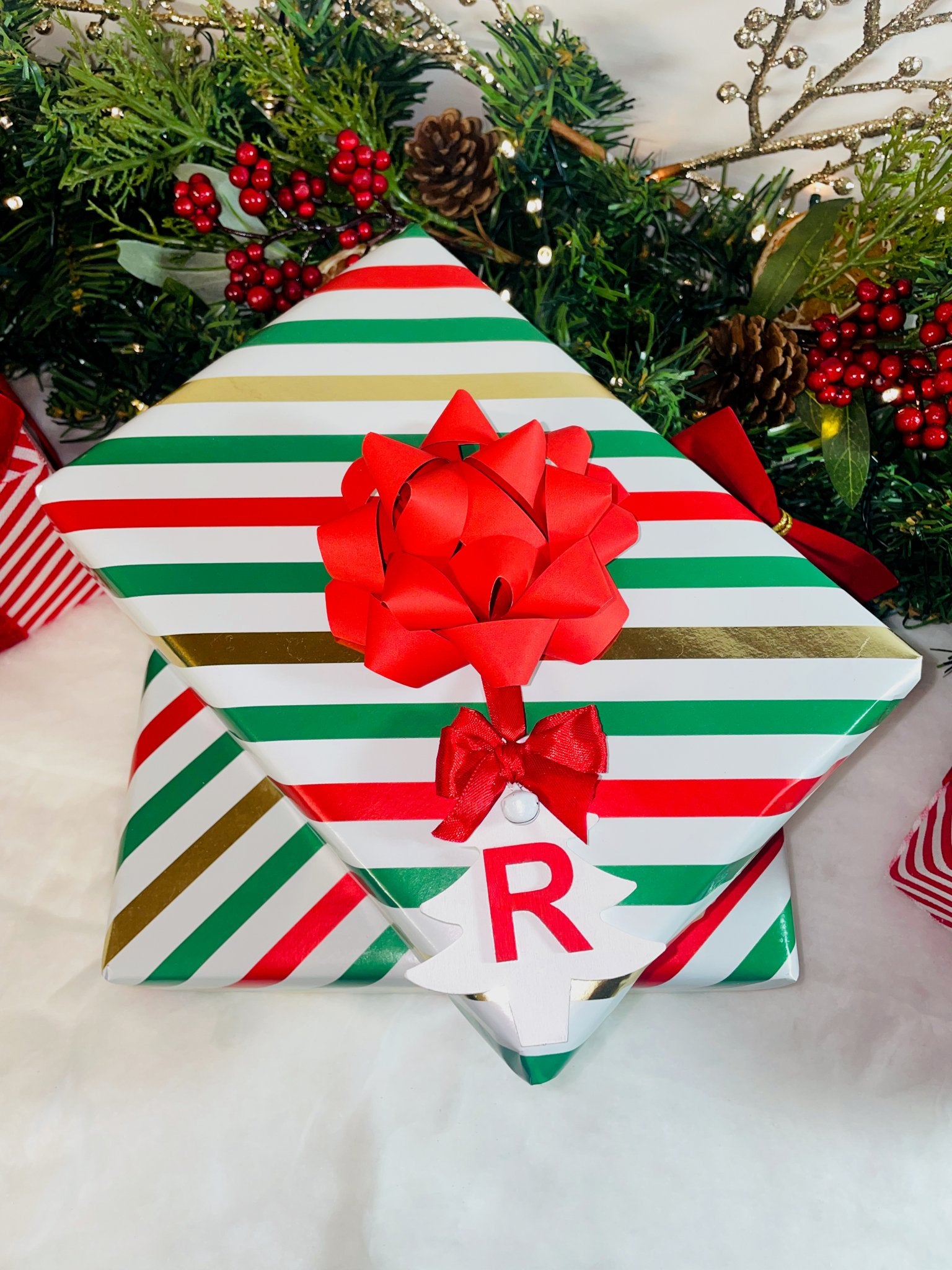 Red & White Christmas Initial Tree Decoration - KLC Creation