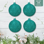 Load image into Gallery viewer, Set of Teal Green Glitter Bauble Decorations - KLC Creation
