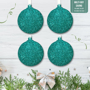 Set of Teal Green Glitter Bauble Decorations - KLC Creation