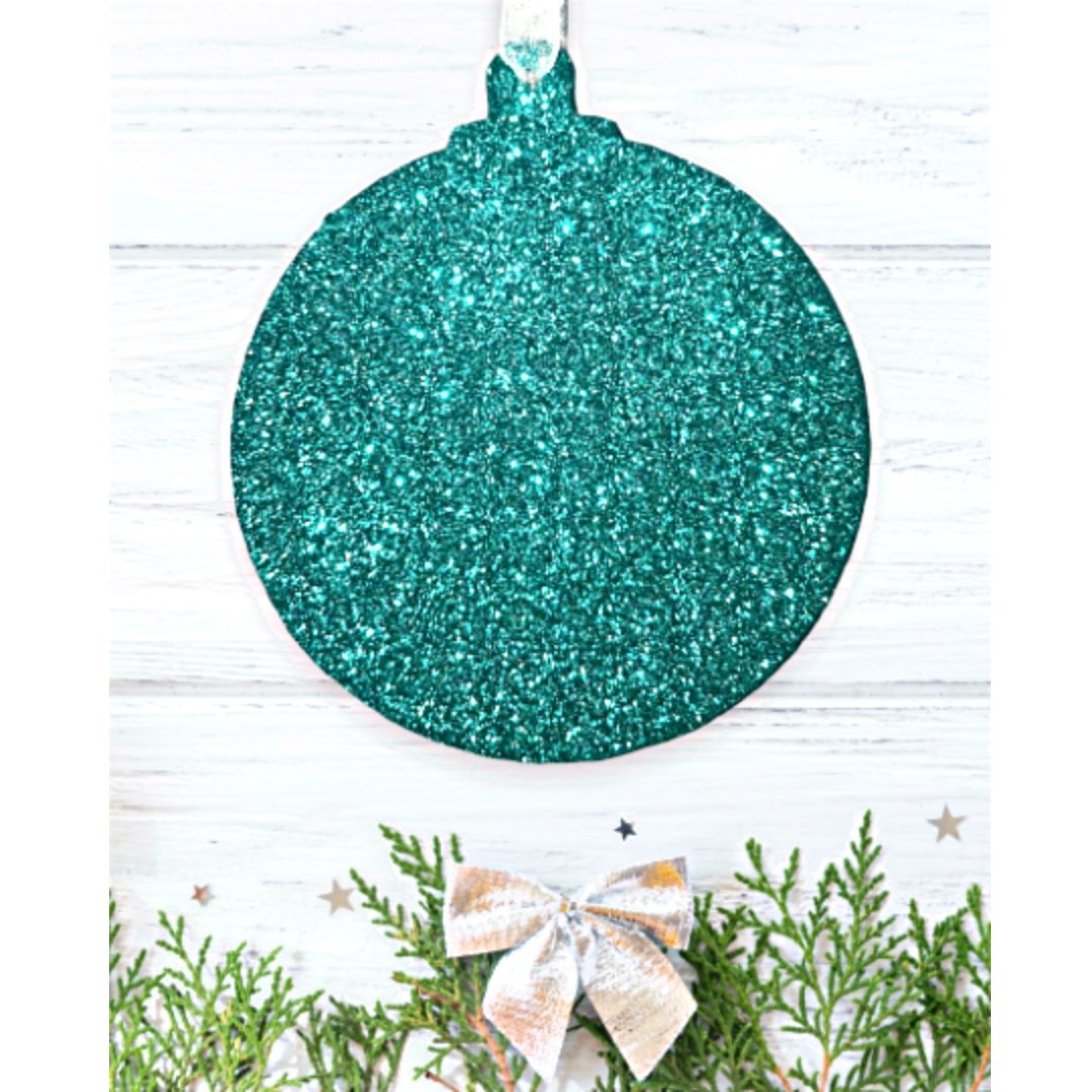 Set of Teal Green Glitter Bauble Decorations - KLC Creation