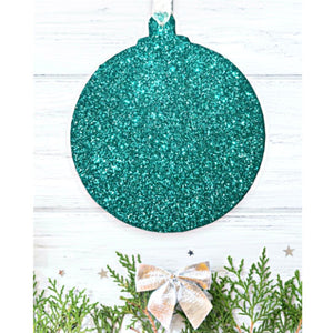 Set of Teal Green Glitter Bauble Decorations - KLC Creation
