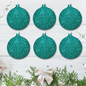 Set of Teal Green Glitter Bauble Decorations - KLC Creation