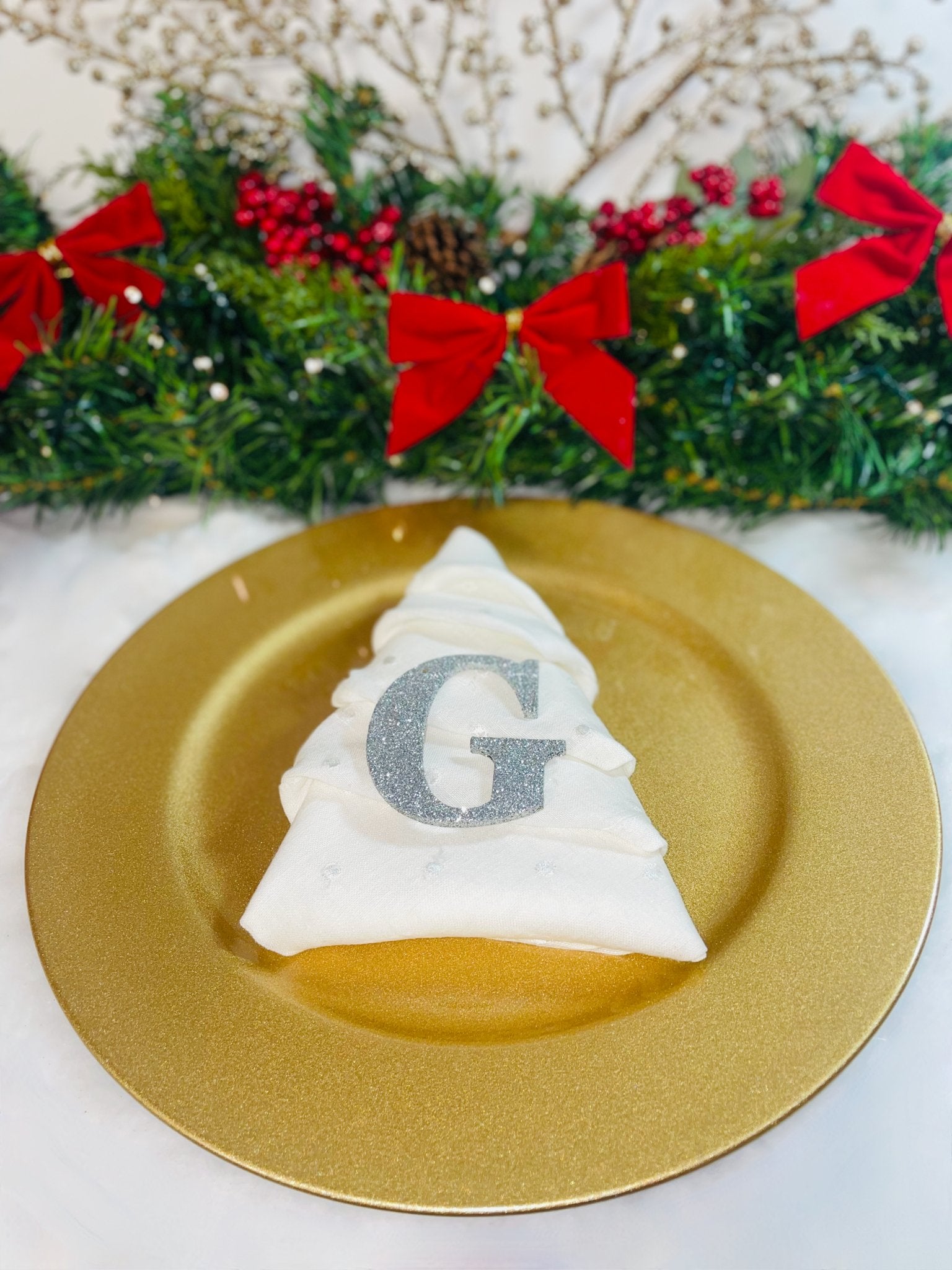 Teal Glitter Initial Christmas Decoration - KLC Creation