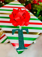 Load image into Gallery viewer, Teal Glitter Initial Christmas Decoration - KLC Creation
