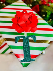 Teal Glitter Initial Christmas Decoration - KLC Creation