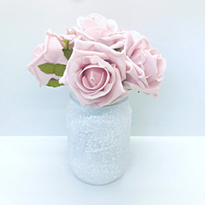 White Glitter Mason Jar - KLC Creation